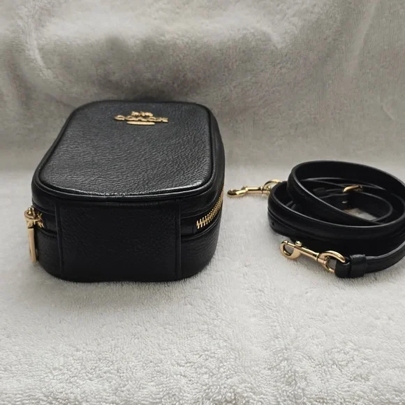 Coach Black Leather Phone Crossbody with Gold Accents - Picture 5 of 6